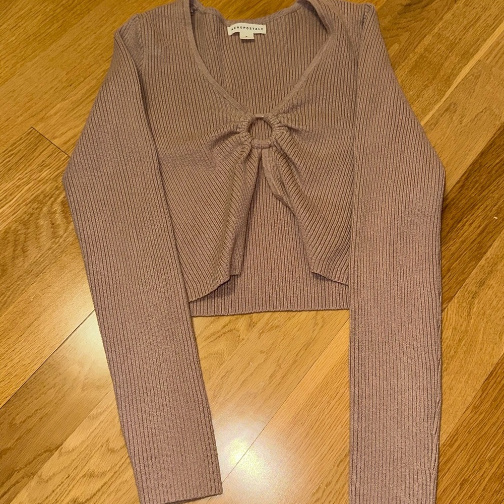 Aeropostale Brown Ribbed Cardigan